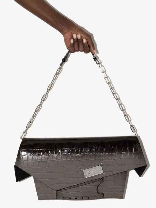 Black Snatched Degrade Leather Shoulder Bag
