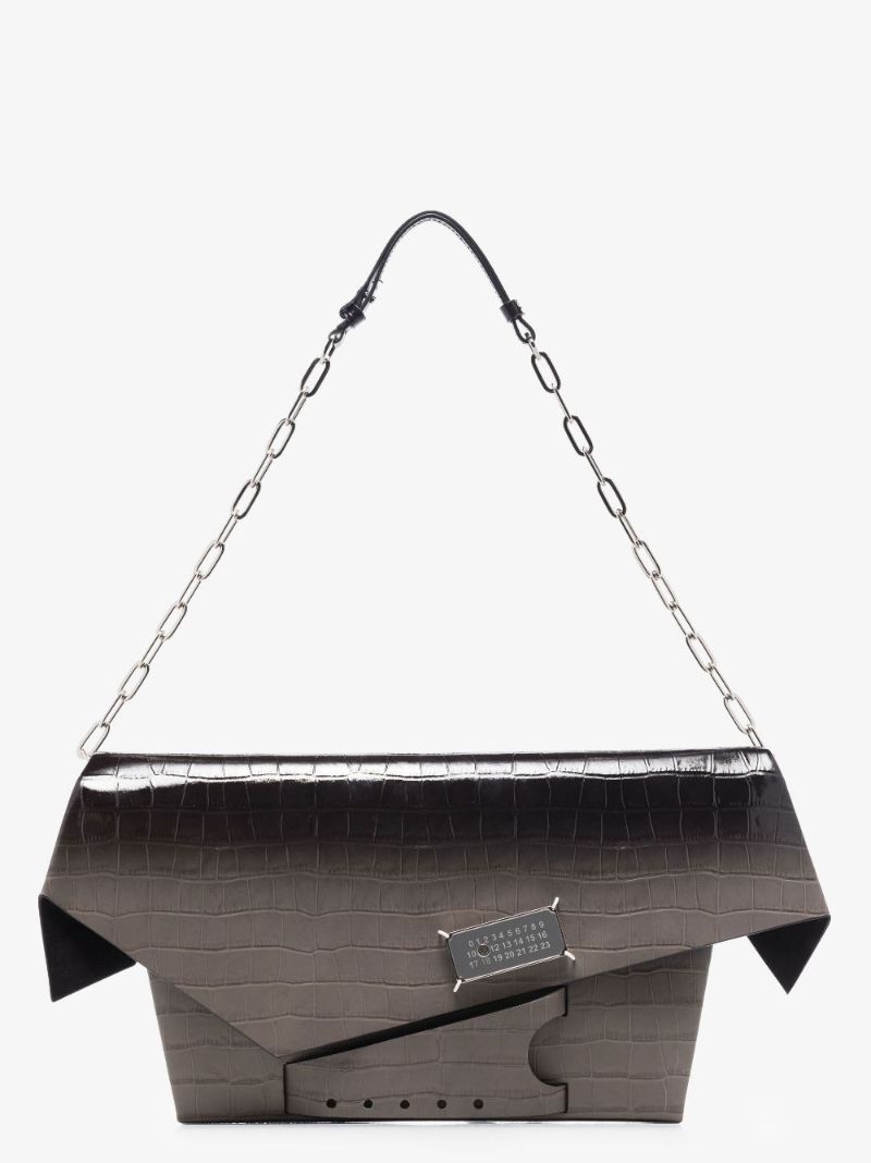 Black Snatched Degrade Leather Shoulder Bag