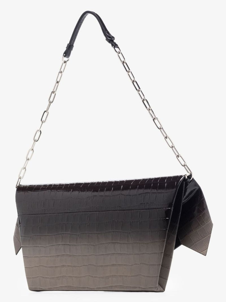 Black Snatched Degrade Leather Shoulder Bag