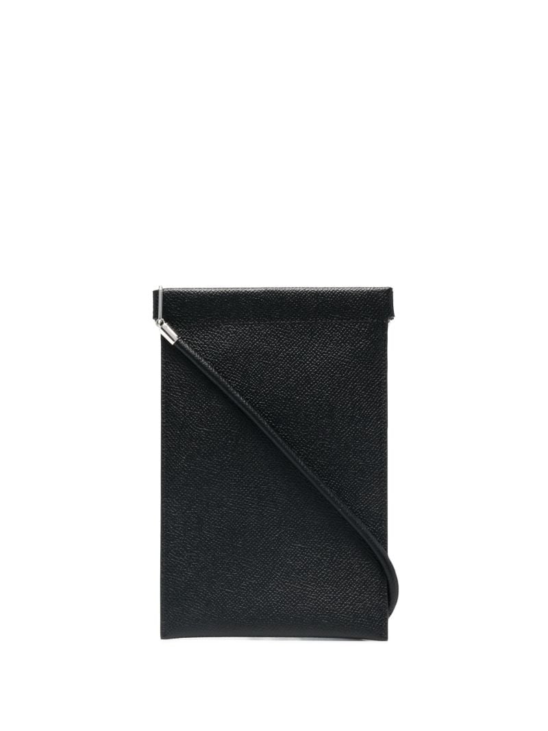 Black Four-stitch Leather Phone Pouch