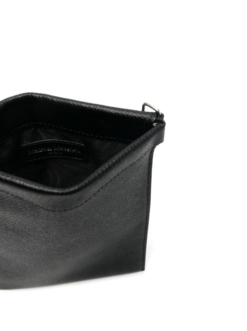 Black Four-stitch Leather Phone Pouch