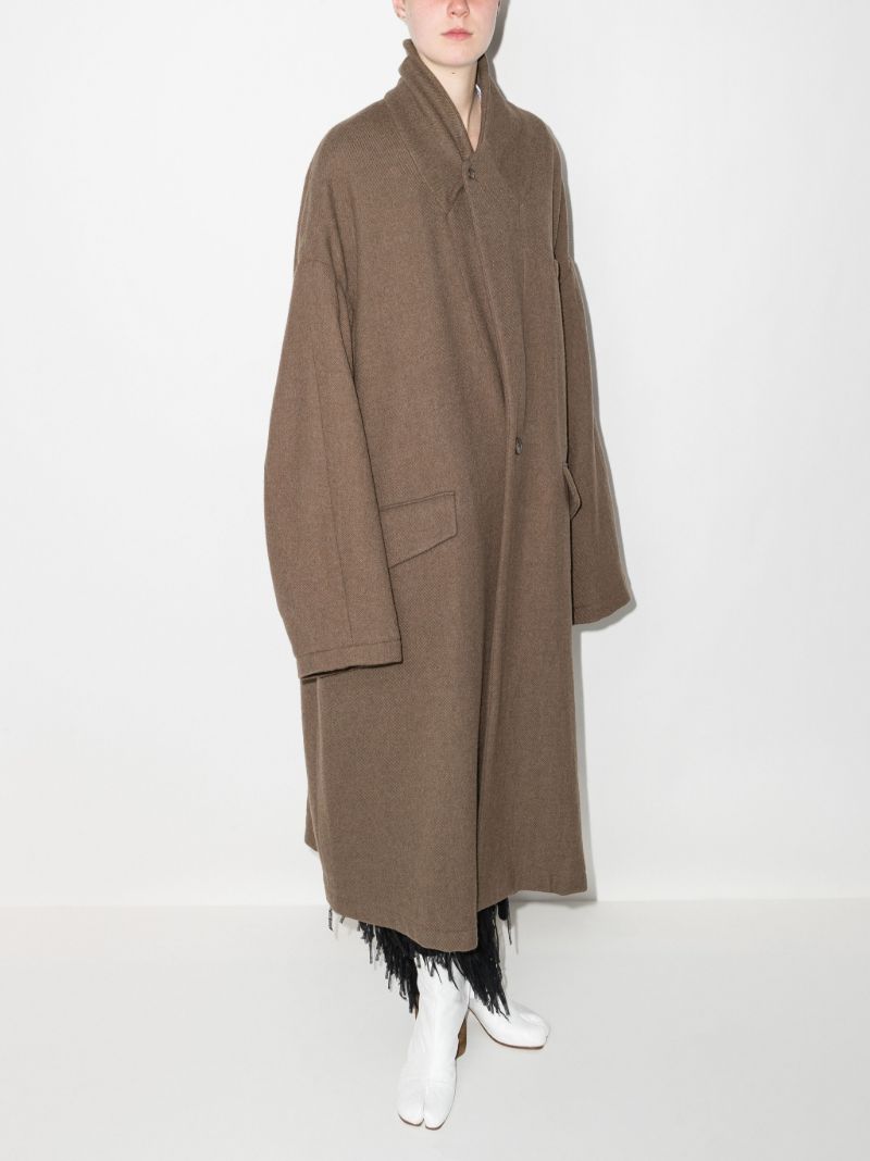 Brown Single-breasted Wool Coat