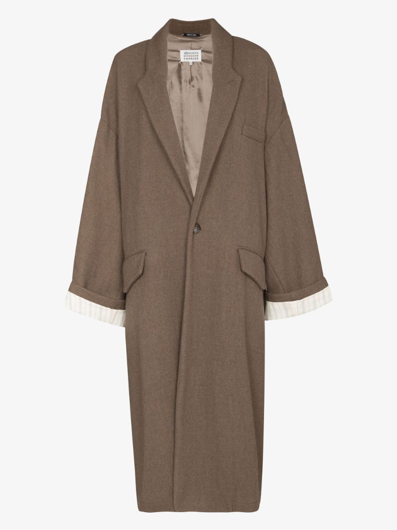 Brown Single-breasted Wool Coat
