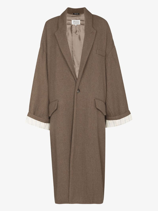 Brown Single-breasted Wool Coat