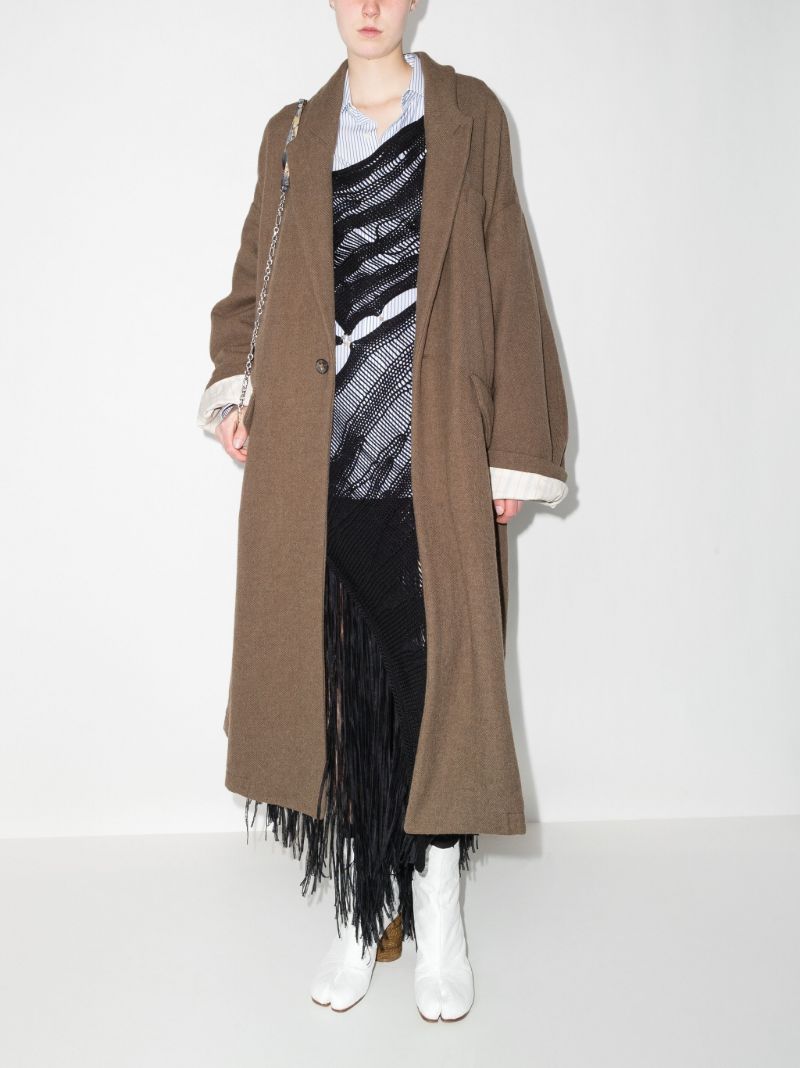 Brown Single-breasted Wool Coat