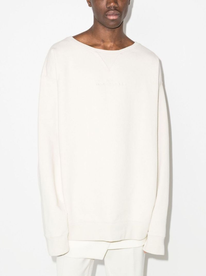 Neutral Logo Embroidered Cotton Sweatshirt