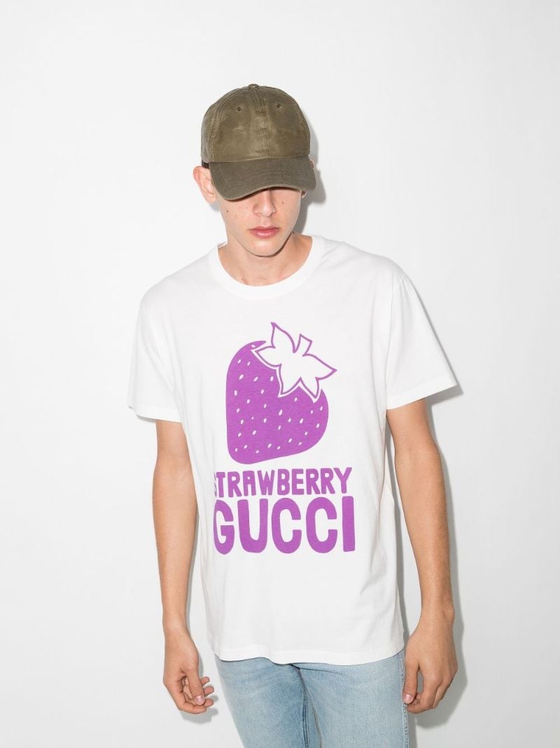 Strawberry Logo Cotton T-shirt