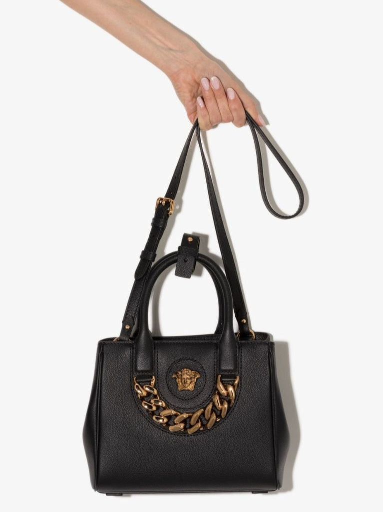Black La Medusa Small Leather Shoulder Bag