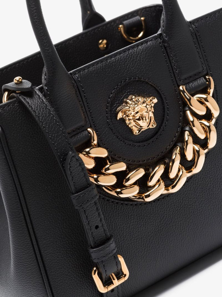 Black La Medusa Small Leather Shoulder Bag