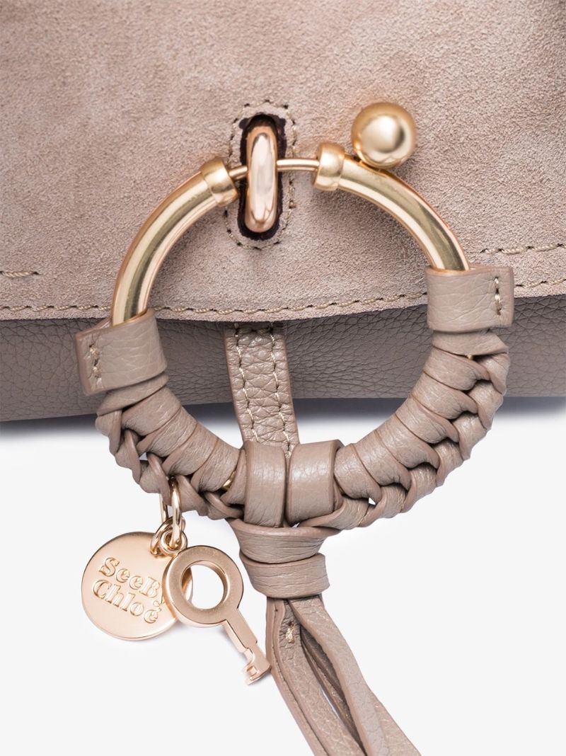 Grey Mini Joan Leather Cross Body Bag
