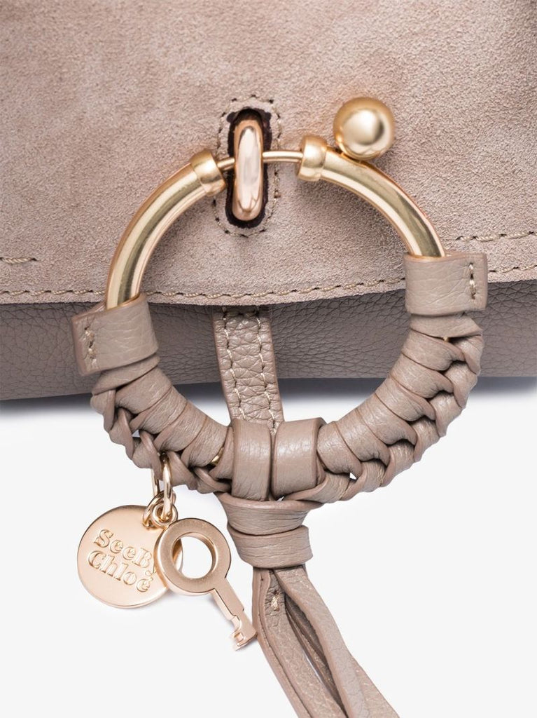 Grey Mini Joan Leather Cross Body Bag