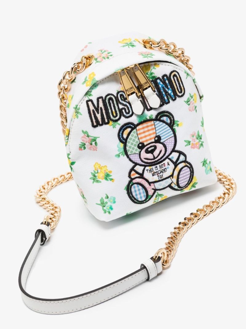 White Teddy Patchwork Mini Canvas Cross Body Bag
