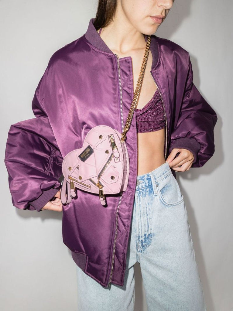 Pink Biker Heart Leather Mini Bag