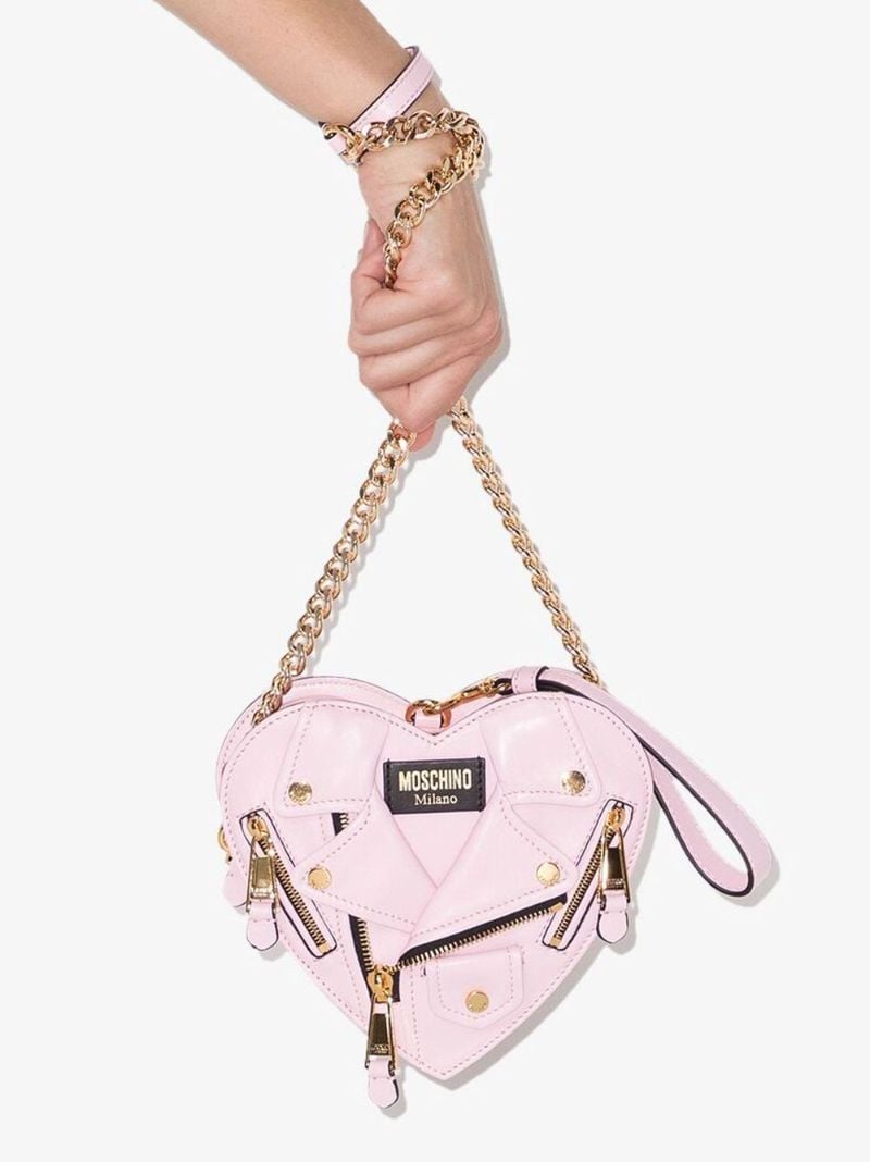 Pink Biker Heart Leather Mini Bag