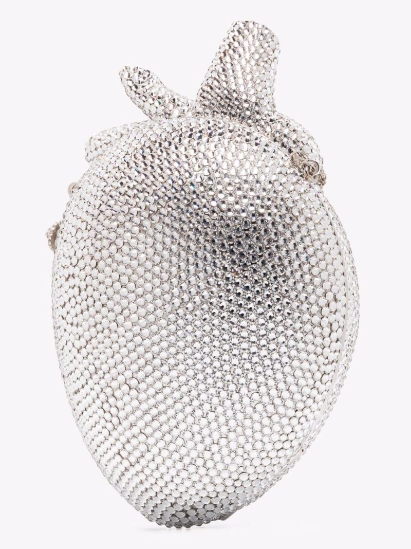 Silver Broadway Crystal Heart Shoulder Bag