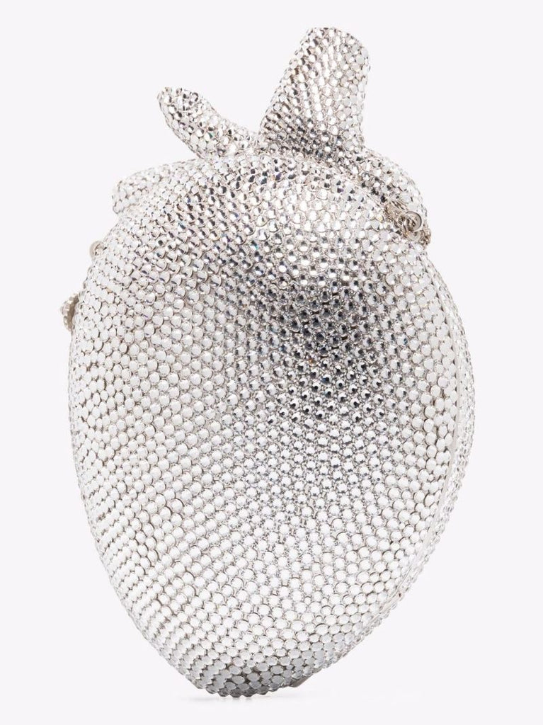 Silver Broadway Crystal Heart Shoulder Bag