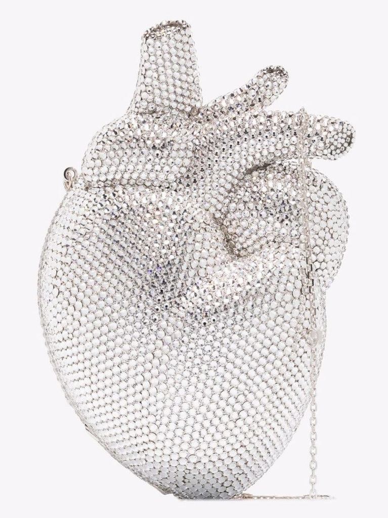 Silver Broadway Crystal Heart Shoulder Bag