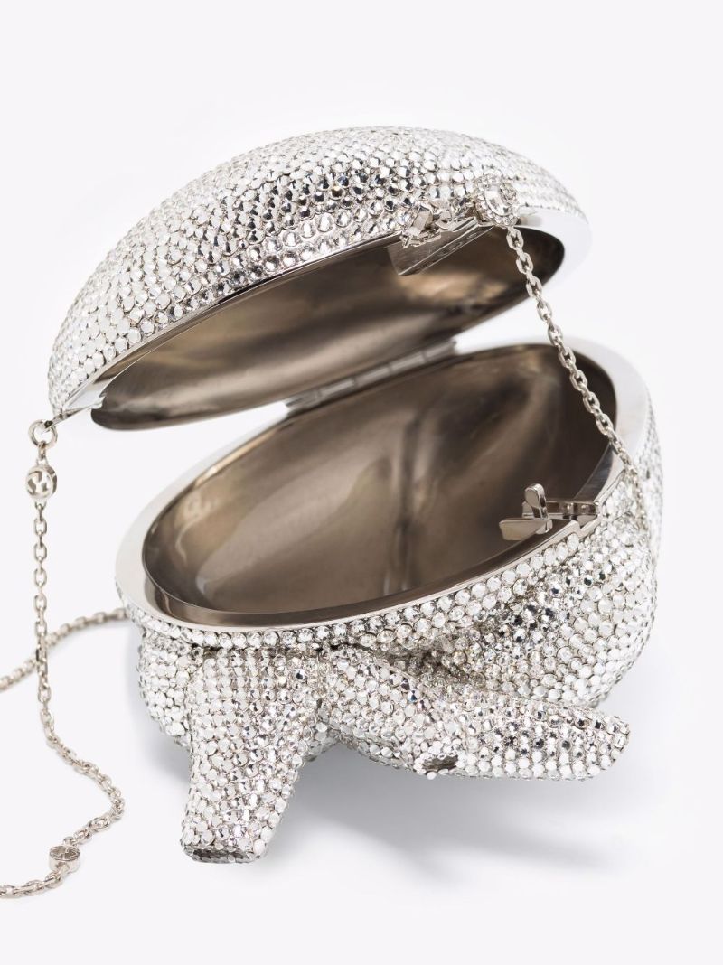 Silver Broadway Crystal Heart Shoulder Bag
