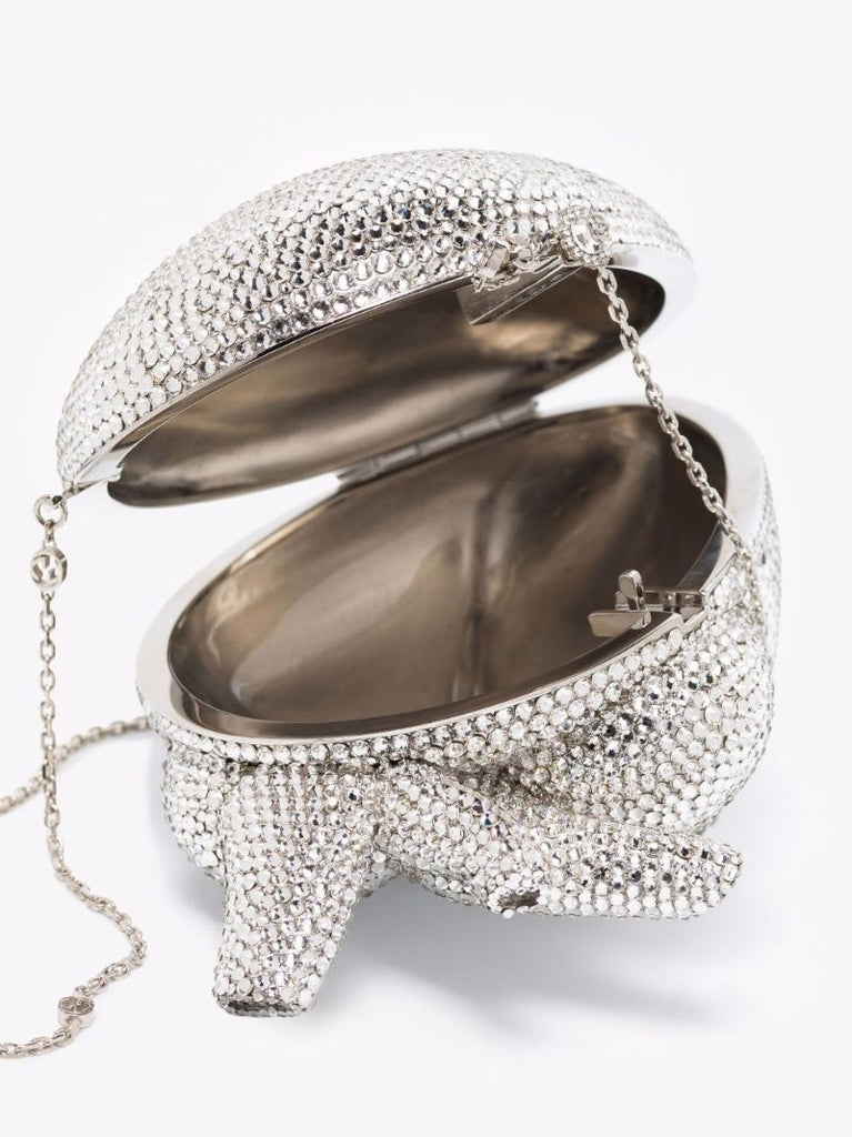 Silver Broadway Crystal Heart Shoulder Bag