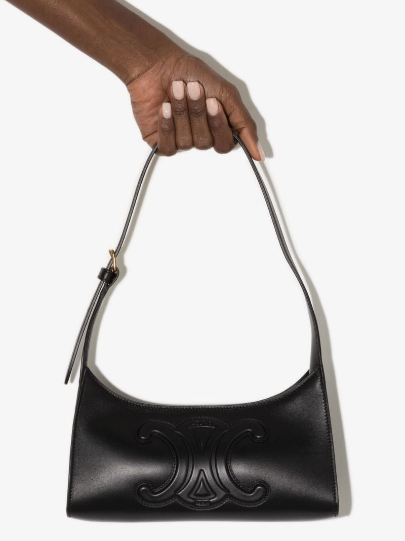 Black Triomphe Leather Shoulder Bag