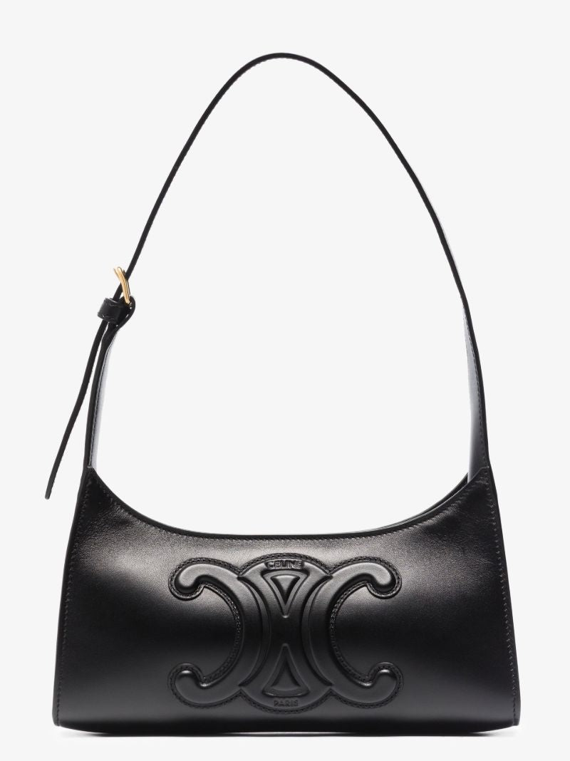 Black Triomphe Leather Shoulder Bag