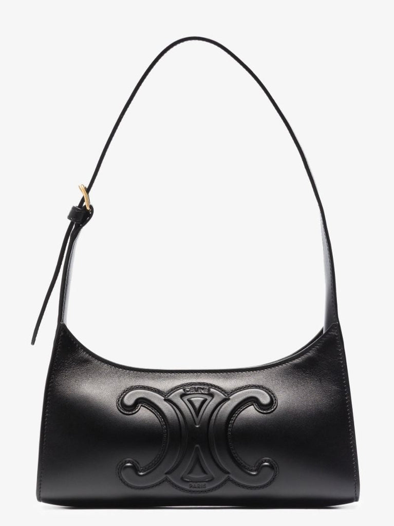 Black Triomphe Leather Shoulder Bag