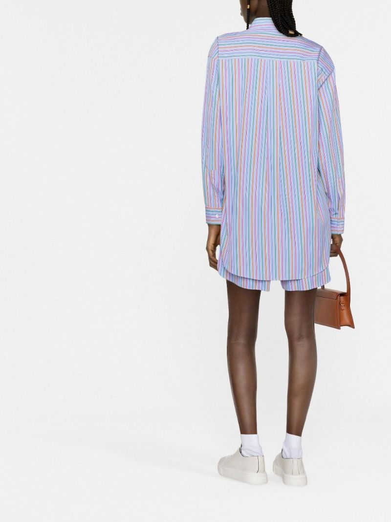 Blue Pegaso Embroidered Striped Cotton Shirt