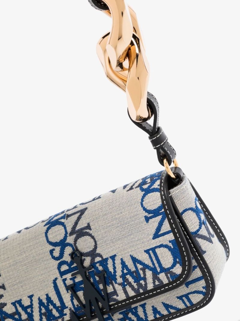 Blue Chain Logo Jacquard Shoulder Bag