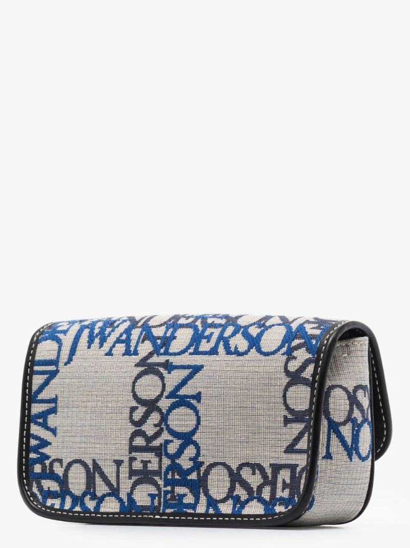 Blue Chain Logo Jacquard Shoulder Bag