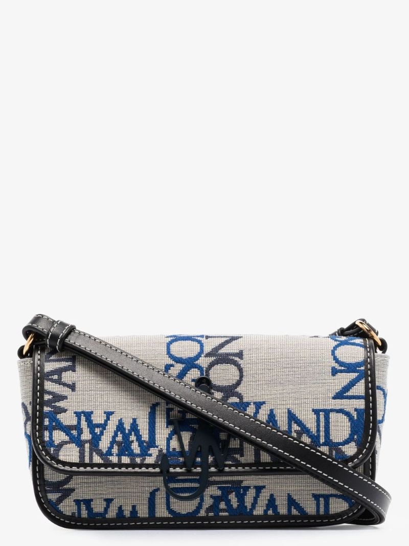 Blue Chain Logo Jacquard Shoulder Bag