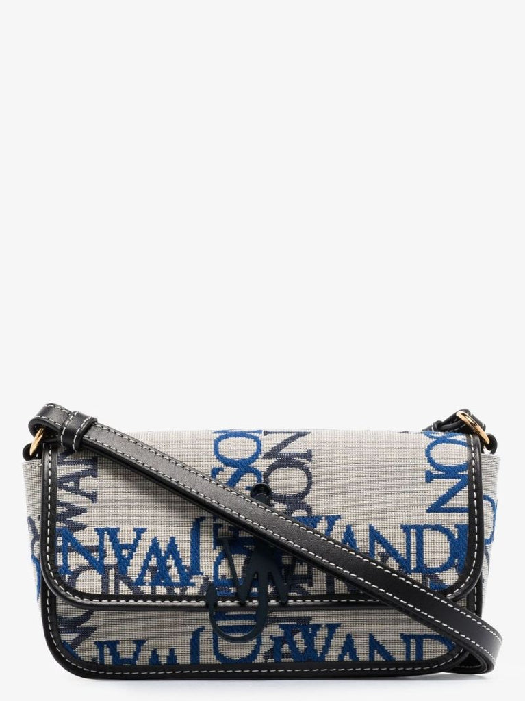 Blue Chain Logo Jacquard Shoulder Bag