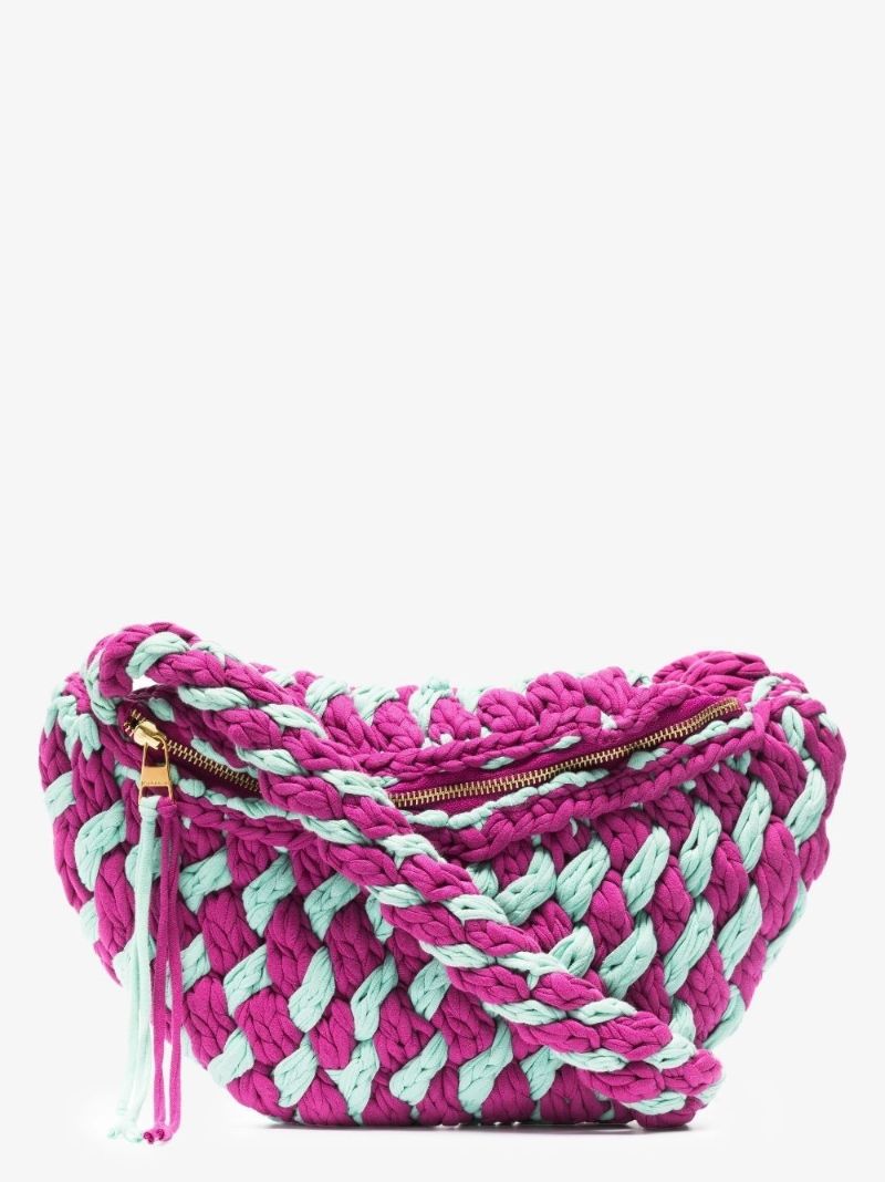 Purple Knitted Cross Body Bag