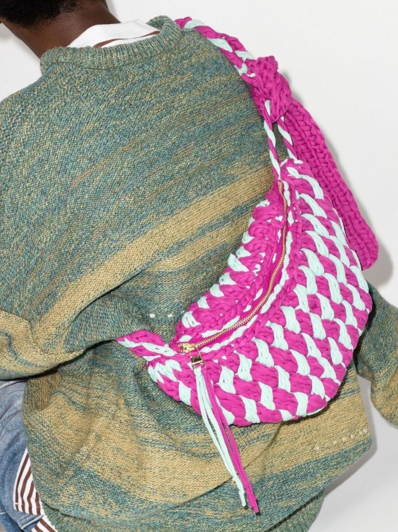 Purple Knitted Cross Body Bag