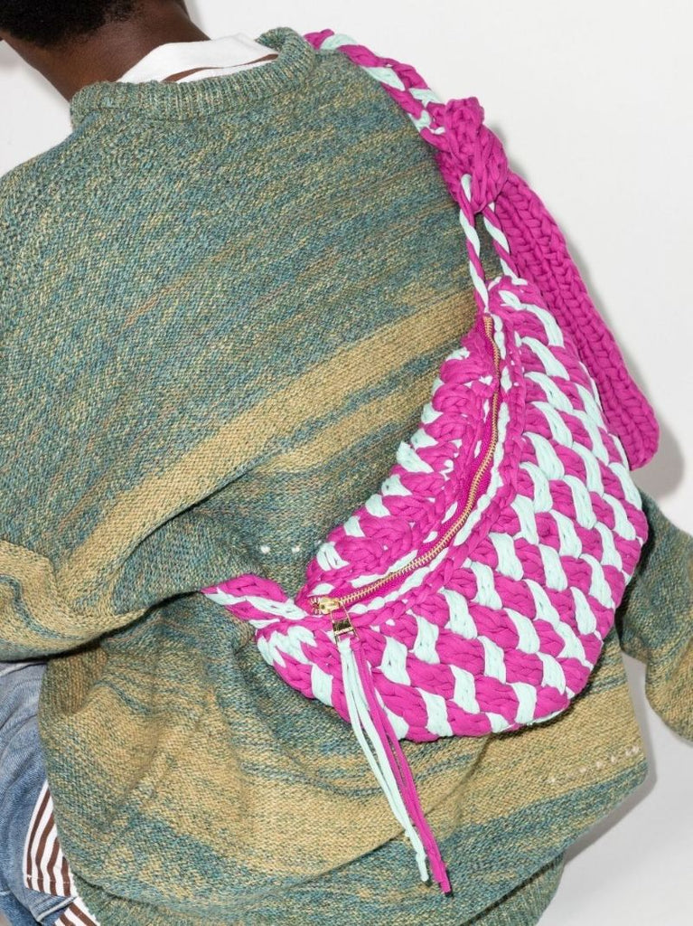 Purple Knitted Cross Body Bag