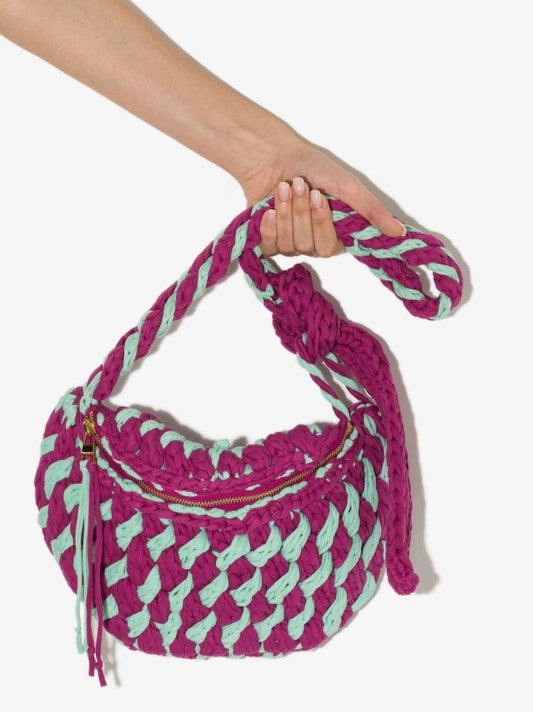 Purple Knitted Cross Body Bag