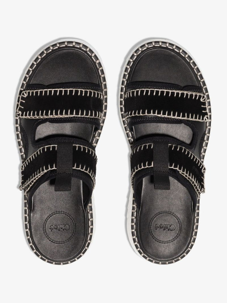 Black Lilli Suede Flatform Sandals