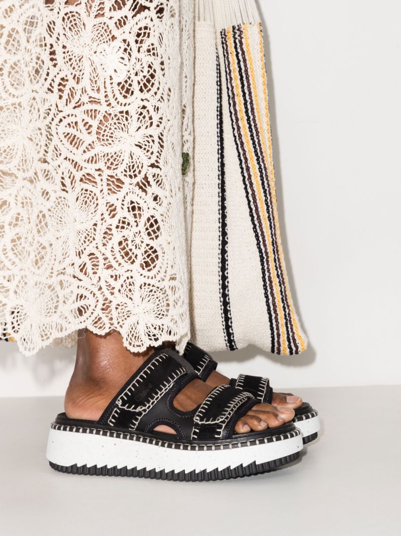 Black Lilli Suede Flatform Sandals