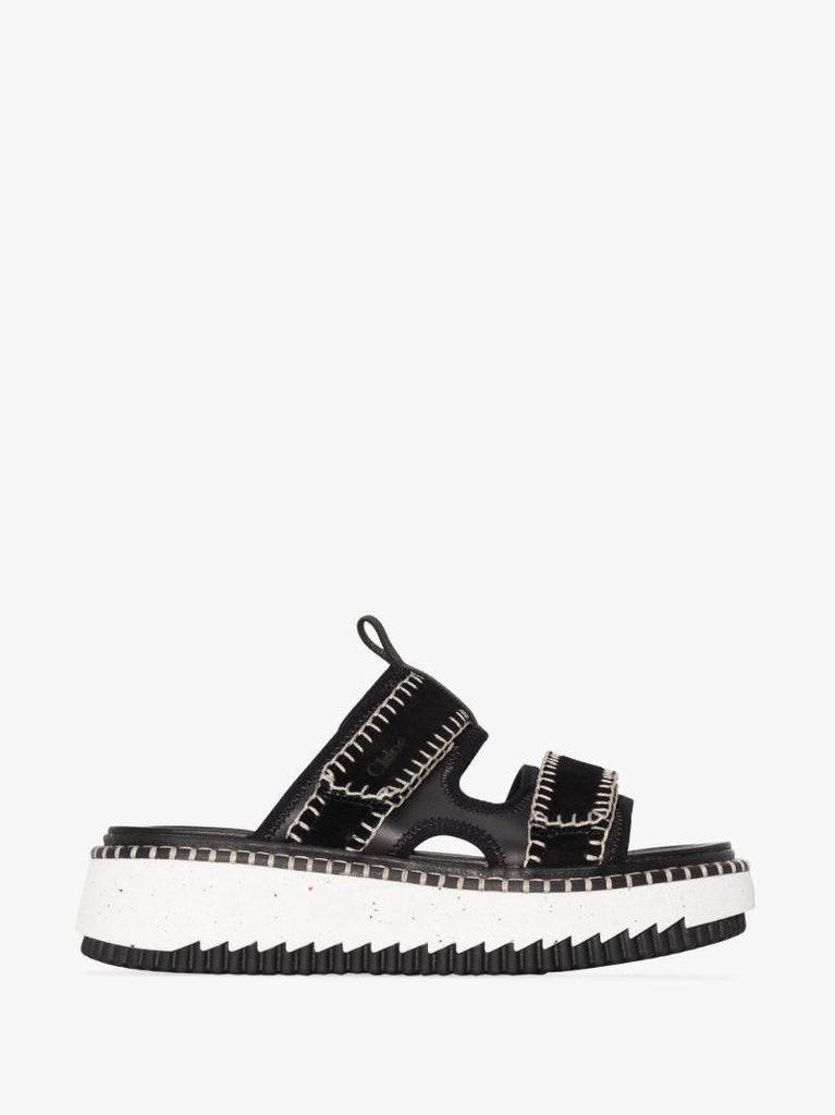 Black Lilli Suede Flatform Sandals