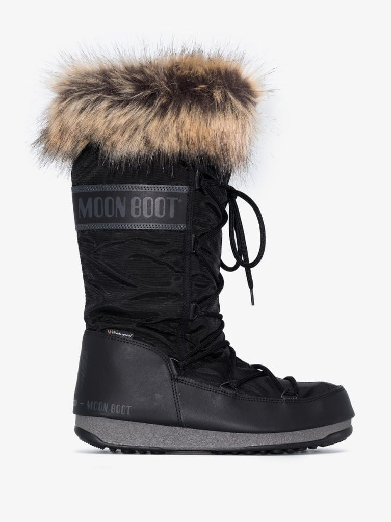 Black Monaco Faux Fur Snow Boots