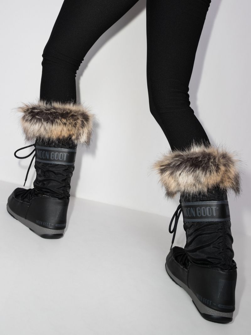Black Monaco Faux Fur Snow Boots
