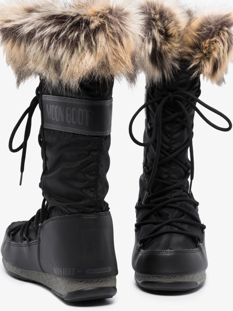 Black Monaco Faux Fur Snow Boots
