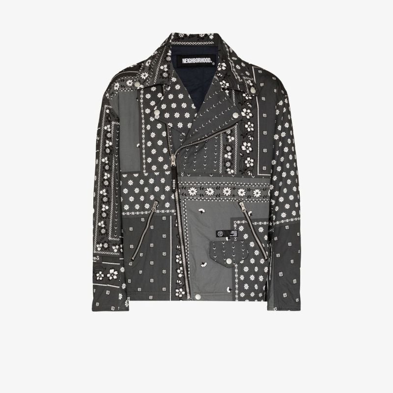 Bandana Print Cotton Biker Jacket