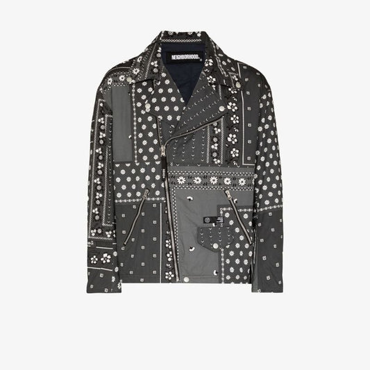 Bandana Print Cotton Biker Jacket
