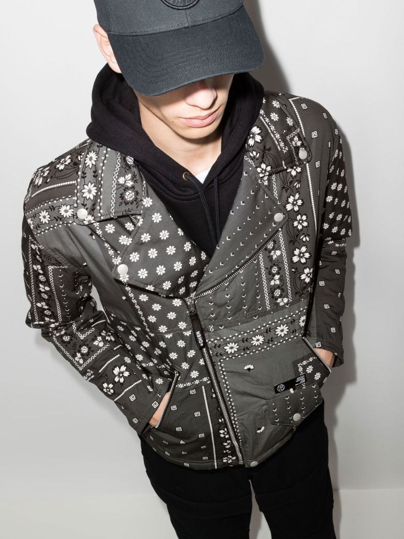 Bandana Print Cotton Biker Jacket