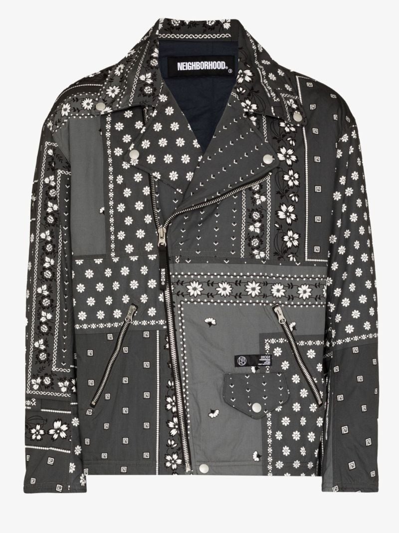 Bandana Print Cotton Biker Jacket