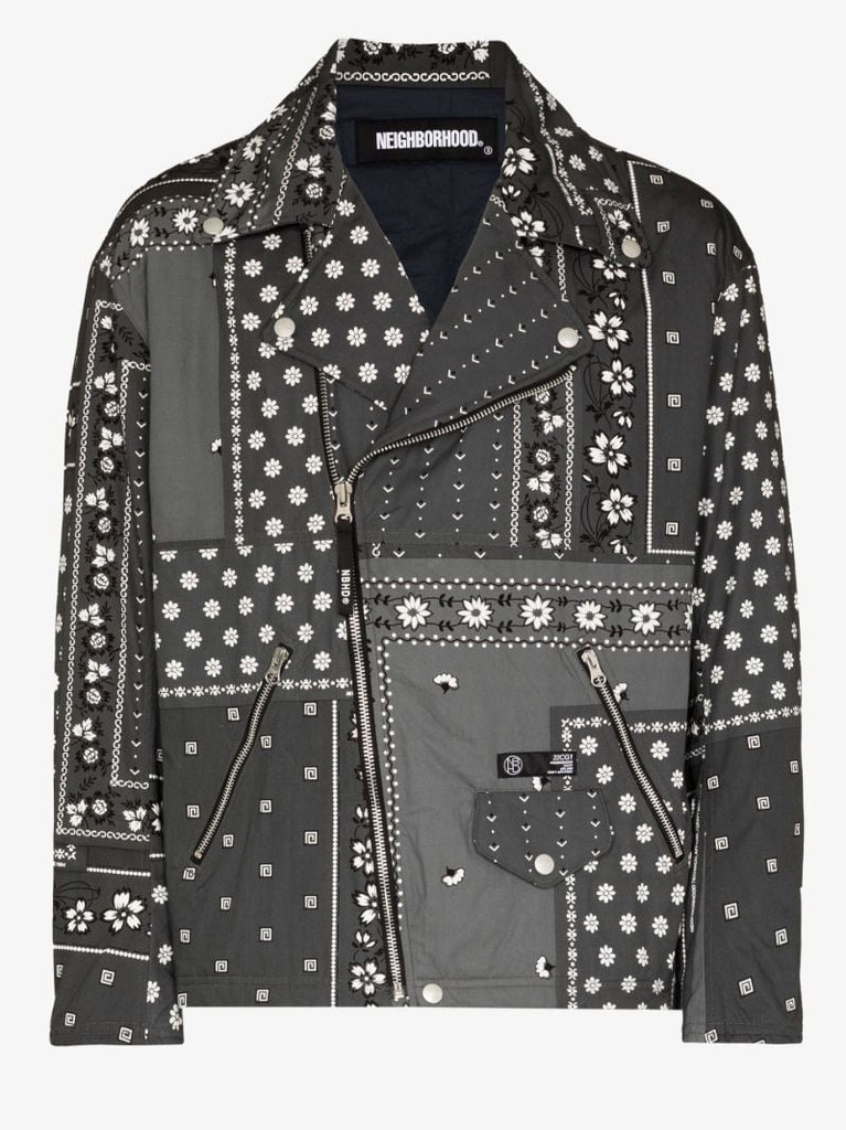 Bandana Print Cotton Biker Jacket