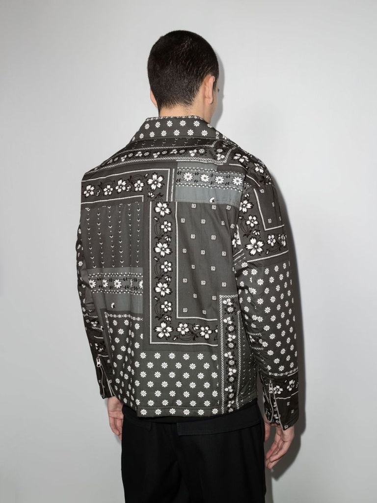 Bandana Print Cotton Biker Jacket