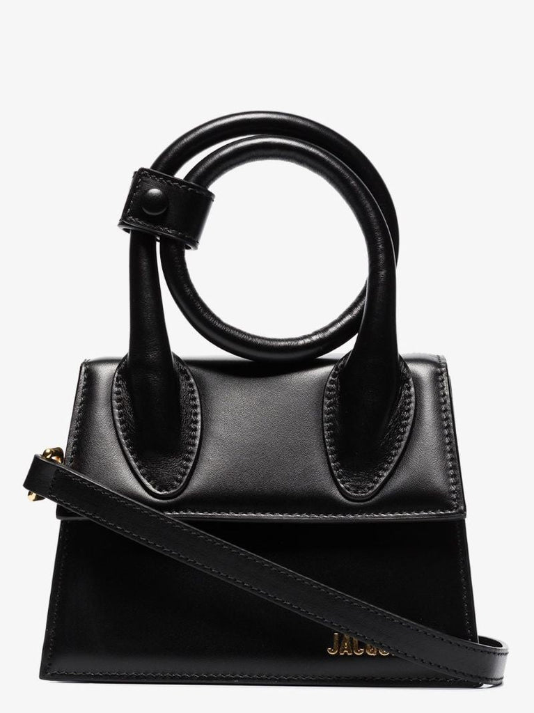 Black Le Chiquito Noeud Leather Top Handle Bag