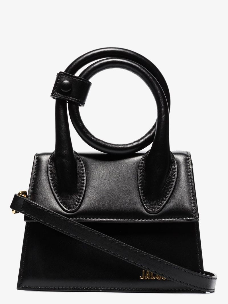 Black Le Chiquito Noeud Leather Top Handle Bag