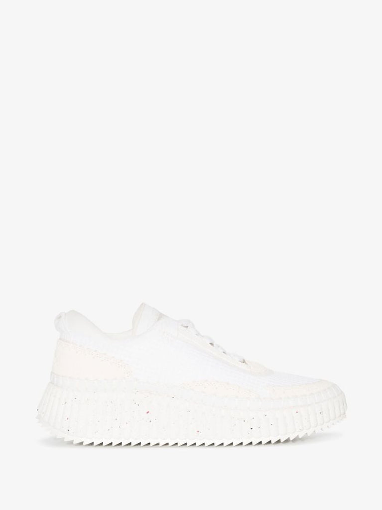 White Nama Platform Low Top Sneakers